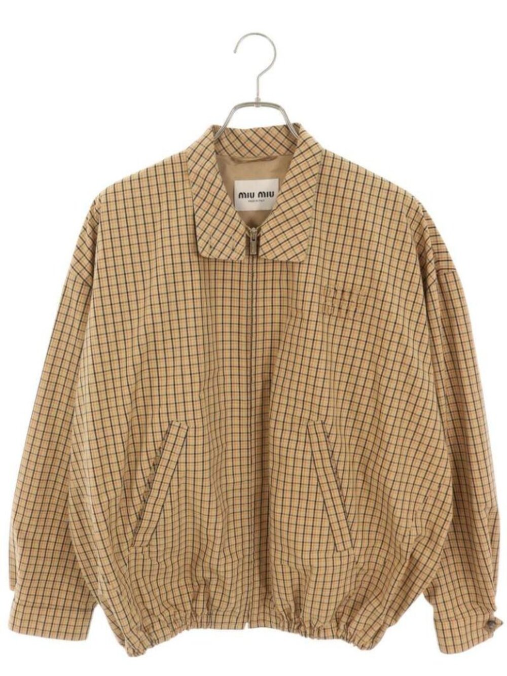 Miu Miu Logo Patch Plaid Panama Jacket 36